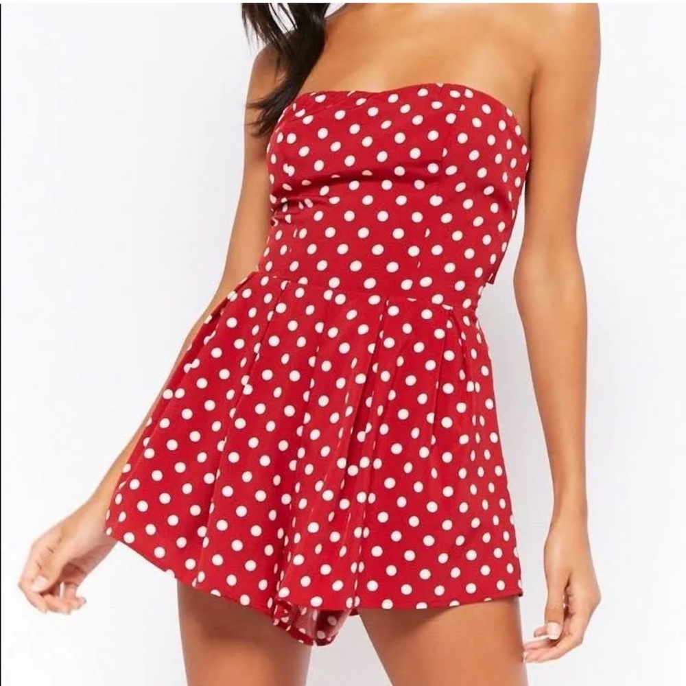 Sold out! Agaci Red polka dot strapless Romper NWT